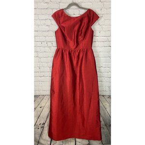 NWT Alfred Sung Dress Gown Cap Sleeve Bateau Neck Pleated Red Womens Size 12